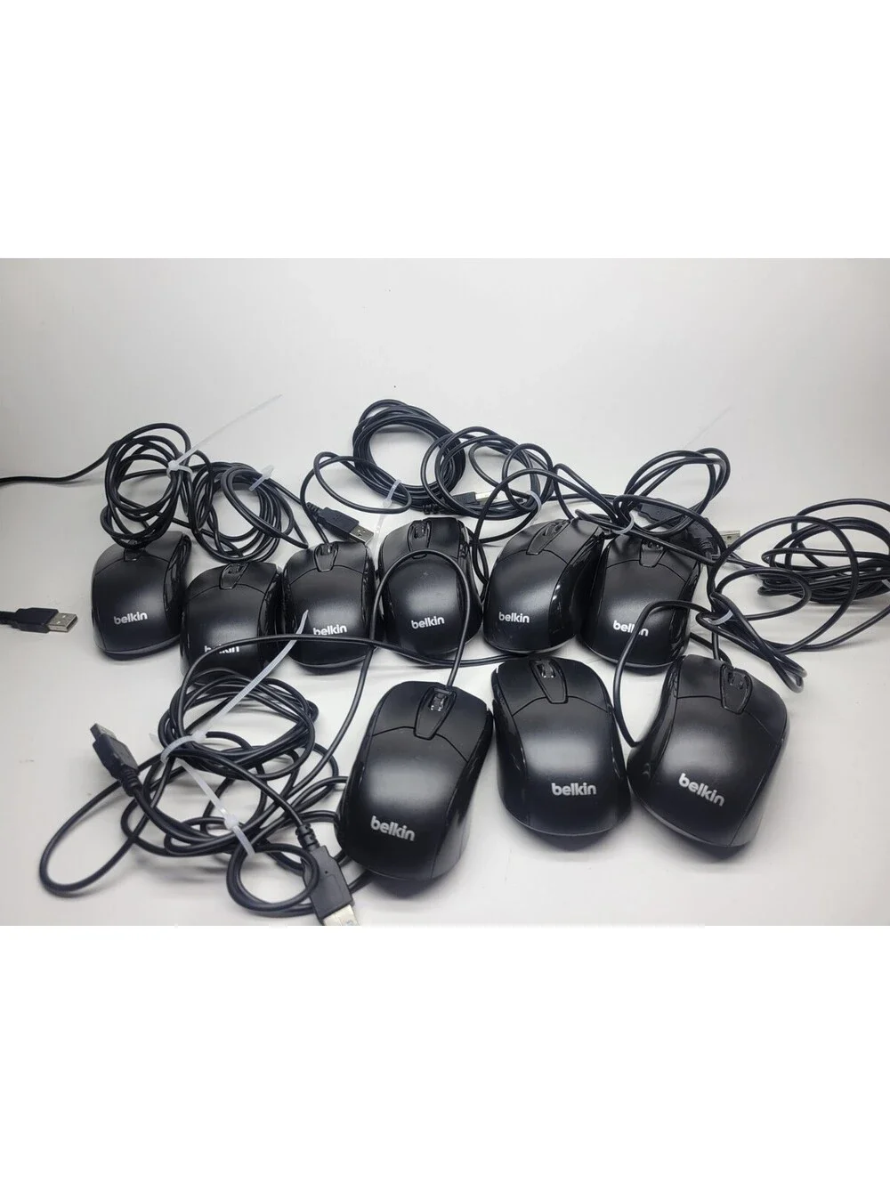 Lot of 9 Belkin 3 Button Scroll Wheel Optical Mouse F5M010QBLK